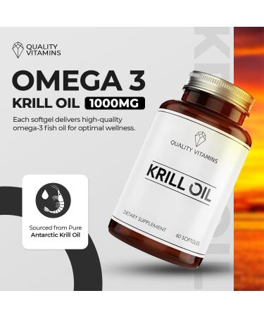 QUALITY VITAMINS - Krill Oil 1000mg Omega - 3 Fatty Acids EPA DHA Fish & Cod Liver Oil 60 Softgels Dietary Supplements - Buy Online on GoSupps.com