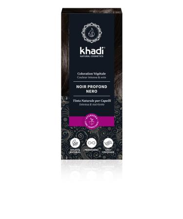 Khadi Black Plant Hair Color - 100% Natural & Vegan - Expressive Warm Black to Intensive Raven Black - Certified Natural Cosmetics 100g - Buy Online on GoSupps.com