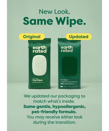 Earth Rated Unscented Dog Wipes - 100 Biodegradable Wipes for Clean Paws & Coats - Buy Online on GoSupps.com
