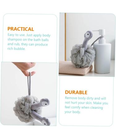 FRCOLOR 6 Pcs Bath Flower Sponge Set for Body Cleaning - Natural Shower Scrubber Mesh Pouf with Cartoon Grey Design - Buy Online on GoSupps.com