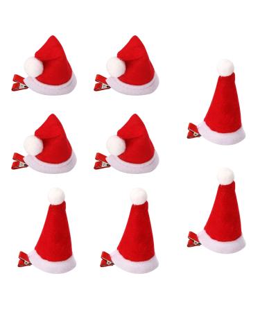 JNAWA 4 Pairs Christmas Hat Hair Clips Lovely Santa Hat Hair Barrettes Santa Cosplay Hair Clip Holiday Hair Decorations for Kids Adult Xmas Costume