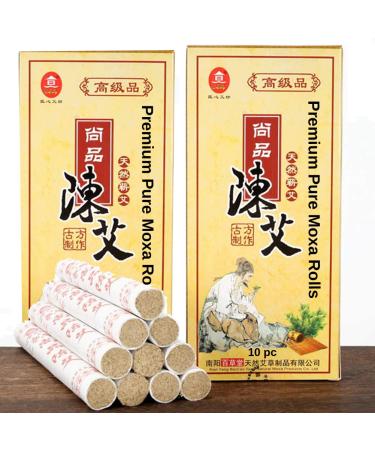 Five Chen Pure Moxa Rolls ShangPin Moxa Rolls for Moxibustion 10 Rolls (Pack of 2)