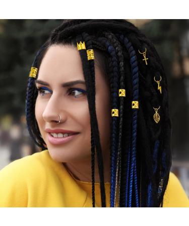 JOISHOP 245pcs Hair Jewellery for Braids Gold Braid Beads Gold Hair Cuffs Charms Rings for Girl Women Men Hair Braids Decoration Party Music Festival - Buy Online on GoSupps.com