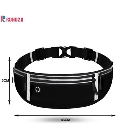 Ronoza Passel Waterproof Sports Belly Pocket for Cell Phones Adjustable with Headphone Connection Night Reflex Band Ideal for Jogging Fitness Hiking & Cycling (Black) - Buy Online on GoSupps.com