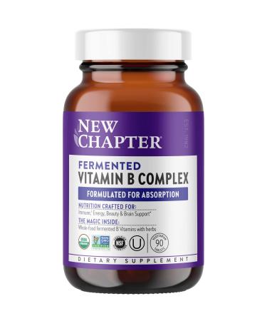 New Chapter Vitamin B Complex, Fermented Vitamin B Complex, Organic, ONE Daily with Whole-Food Herbs + Adaptogenic Maca for Natural Energy + Beauty, 100% Vegan, Gluten-Free - 90 Count 90 Count (Pack of 1) Fermented Vitamin B Complex