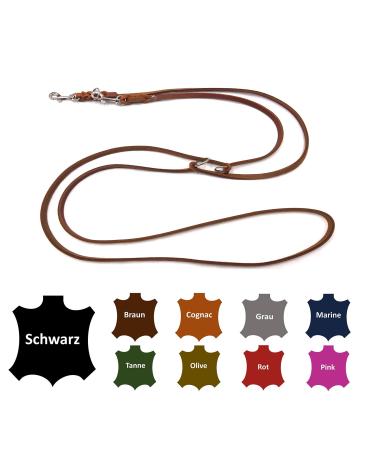 Dog liner Small dogs / large dogs 2m / 2.40m / 2.80m / 3.50m / 5m Double linen adjustable (2.80m x 8mm cognac) 2.80m x 8mm cognac