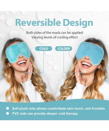 NEWGO Cooling Gel Mask for Puffy Eyes - Hot Cold Therapy for Migraine, Dark Circles, Dry Eyes - Reusable Sinus Pain Relief - Light Blue - Buy Online on GoSupps.com