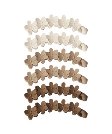 6 Pieces of Flower Hair Clips Fixed Non-slip Clips Frosted Banana Clips Double Row Tooth Grip Clips Colorful Small Flower Vertical Clips Ponytail Hair Accessories