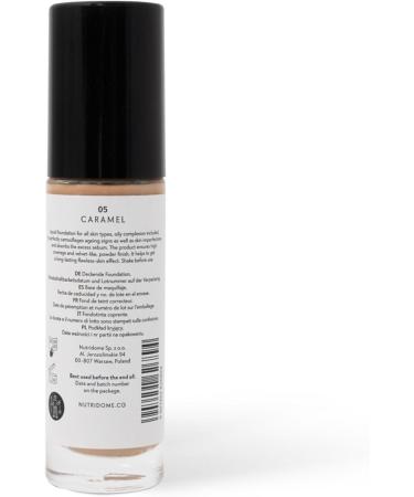 NUTRIDOME Body & Spirit Foundation Foundation 05 Caramel 30ml - Liquid Foundation for Combination Oily & Dry Skin Face Covering Fluid Tinted Cream Makeup - Buy Online on GoSupps.com