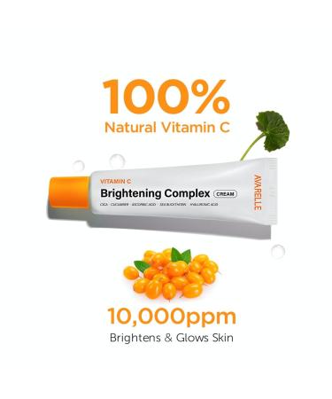 AVARELLE Vitamin C Brightening Cream | Dark Spot & Hyperpigmentation Treatment for All Skin Types | Sea Buckthorn Cucumber & Hyaluronic Acid - Buy Online on GoSupps.com