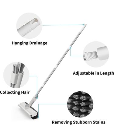 AIR U Floor Scrub Brush with Long Handle 3 in 1 Scrape and Heavy Duty Stiff Bristle Scrubber Brush - White - Buy Online on GoSupps.com