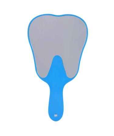4 Color Cute Tooth Shaped Mirror Handpiegel made of plastic patient viewing mirror Oral Clinic Gift for Women Children (Blue)