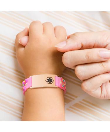 XUANPAI Personalized Safety Wristband Bracelet for Kids - Cartoon Style ID Bracelet for Emergency Contact - Waterproof Silicone Bracelet for Boys Girls - A-Pink - Buy Online on GoSupps.com