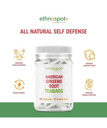 Pure American Ginseng Teabags- Natural Stress & Energy Support - 48 Vegan Teabags - Buy Online on GoSupps.com