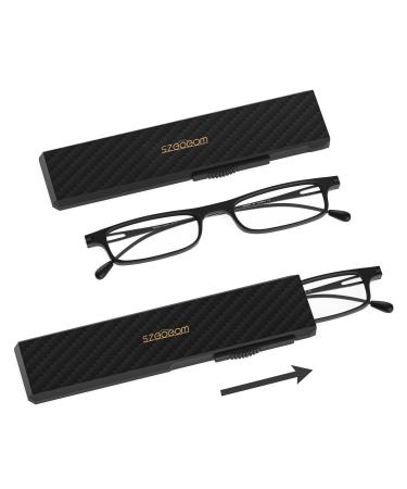 Szeoeom ultra-thin foldable reading glasses for women and men light tr90 too foldable compact computer reader portable slim flat stable housing black +2.0 black 2 diopters