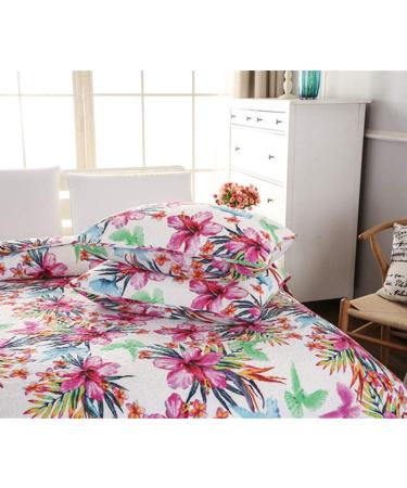 Quilted Bedspread 3 PCS Pink Printed Floral Revisible Lightweight Quilt Coverlets Bedding Set Throw with 2 Pillow Cases Vintage Style 230x250cm - Buy Online on GoSupps.com