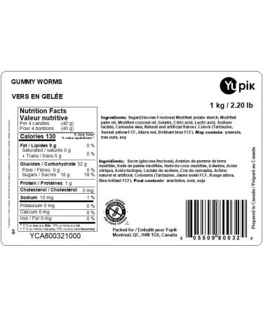 Yupik Gummy Worms 1 kg Gluten-Free Assorted Fruit Flavors Chewy & Colorful Long Gummies Fun Classic Treat Sweet Candy Delicious Snack Ideal for Gifting Holidays & Baking 1 kg (Pack of 1) - Buy Online on GoSupps.com