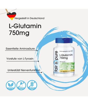 Fair & Pure L-Glutamine Capsules 750mg | Vegan Amino Acid - 180 Capsules - International Shipping Available - Buy Online on GoSupps.com