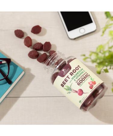 Beet Root Gummies with Magnesium, Vitamin C - Circulation Support, Heart Health - Vegan, Non-GMO, Gluten Free - Energy Boost - 60 Gummies - Buy Online on GoSupps.com