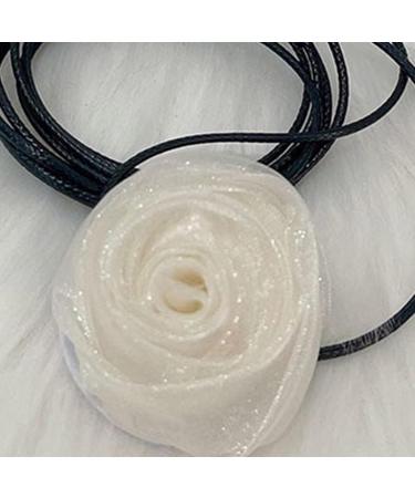 Southjieling 3D Rose Necklace - Versatile Collarbone Chain & Fashionable Simulated Flower Accessory in Beige - Buy Online on GoSupps.com