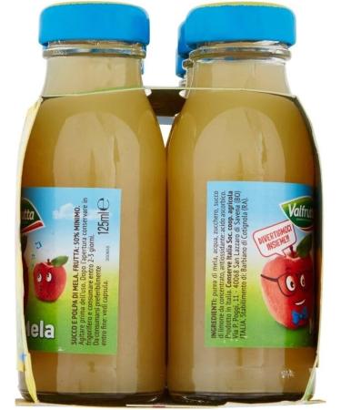 Valfrutta Succhi di Frutta Mela Lot de 48 bouteilles jetables en verre 100 % jus de fruits avec pomme italienne boisson sans alcool 125 ml + 1 bo te de th glac San Benedetto au citron sans sucre - Buy Online on GoSupps.com