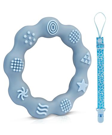 Vicloon Baby Teething Toys Sensory chew Toys for Baby BPA Free Silicone Teether Chew Toy Easy to Hold and Clean Up Rudder Teething Toy Silicone chewlery for Boys&Girls(Sky Blue) - Buy Online on GoSupps.com