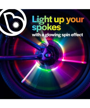 SpinBrightz LED Bike Spoke Wheel Light Tubes 3 Pack - Colorful Lights for Night Riding - Flashing or Constant Modes - Easy Installation - Fits 20 Wheels & Up - Buy Online on GoSupps.com