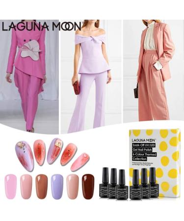 6pcs Lagunamoon Gel Nail Polish Set - Nude Pink Purple Wine Red Colors | Soak Off Manicure Kit for Elegant Office Lady | Salon-Grade Polish - 8ML - Buy Online on GoSupps.com