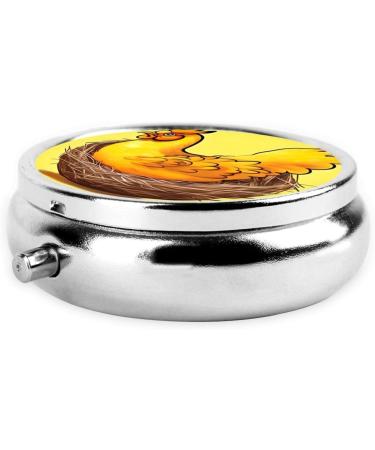 Buy Bird s Nest Golden Chicken Round Pill Box - 3 Compartment Portable Travel Organizer for Vitamins & Medications - Buy Online on GoSupps.com