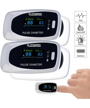 Newgen Medicals Oxymeters - 2 Set Finger Pulse Oximeters with LCD Display | Accurate Oxygen Meter & Blood Pressure Monitor for Home Use - Buy Online on GoSupps.com