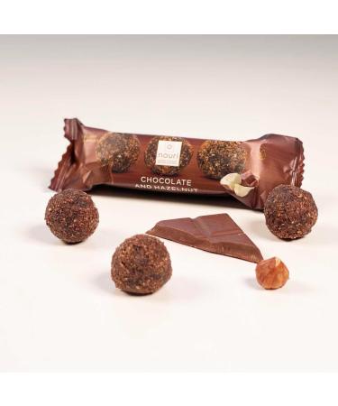 nouri Chocolate and Hazelnut balls Vegan Gluten Free No Added Sugar (display box of 21 packs of 3 balls) 630 gms - Buy Online on GoSupps.com