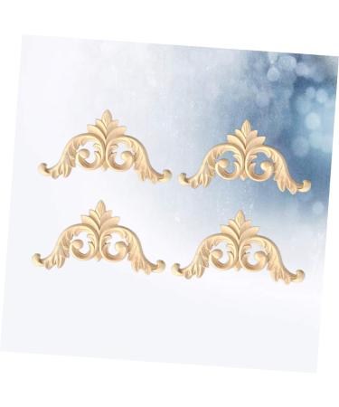 Alipis 4pcs Furniture Ornament Flower Corner Wooden Carving Corner Decals Unpainted Frames Cabinet Flowers - Buy Online on GoSupps.com