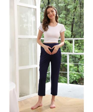 ZUMIY Maternity Lounge Pants XL Navy Blue - Over The Belly Activewear Sweatpants with Pockets - Buy Online on GoSupps.com