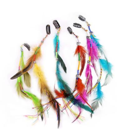 6 Pcs Hair Feather Clip in Handmade Boho Hippie Feather Clip Pirate Hair Accessories Halloween Hair Accessories Clips Festival Accessories for Girls Women Make Up Hair Styling
