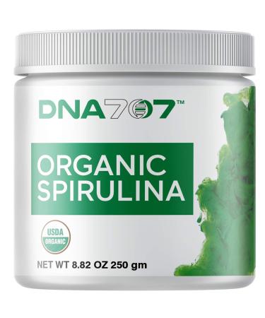 DNA707 Premium Organic Spirulina Powder - 83 Servings (8.82 oz / 250g) Sustainably Harvested Non-GMO Blue Green Algae, Raw, 100% Vegetarian & Vegan, Non-Irradiated (250 g Spirulina) 8.82 oz Premium Organic Spirulina powder