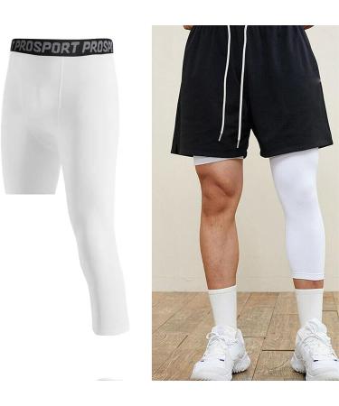 Blaward Men's Compression 3/4 Leg Tights - Pack of 2 Black+White, Small - Buy Online on GoSupps.com