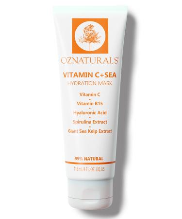 OZNaturals Oznatural Hydrating Face Mask: Hyaluronic Acid Serum Moisturizing Face Mask With Vitamin C And Sea Kelp Extract 4 Fl Oz 118.3 ml