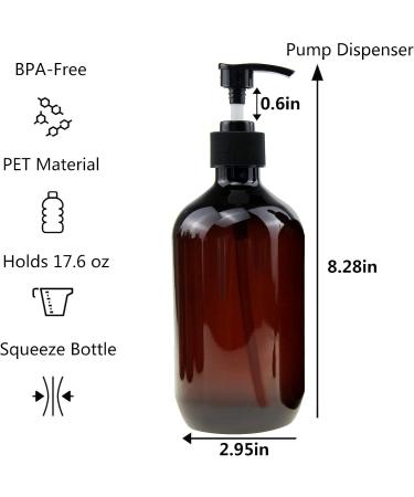 FOOCHY Empty Plastic Bottles with Pump Dispenser and 6pcs Labels Included Refillable Travel Containers for Hand sanitizer Shampoo Lotion etc - BPA/Paraben Free 500ml/17.6oz(6Pack)  - Buy Online on GoSupps.com
