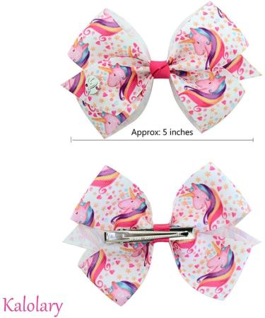 Kalolary 12Pcs Unicorn Hair Bows Clips for Girls - Grosgrain Ribbon Barrettes for Toddler - Birthday & Holiday Hair Accessories - Buy Online on GoSupps.com