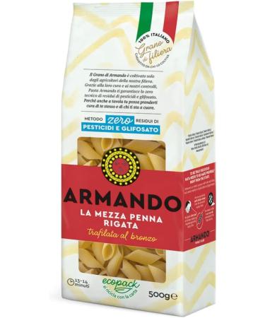 Armando La Mezza Penna Rigata bronze drawn pasta 100 Italian pasta 500 g + Italian gourmet Polpa di Pomodoro 400 g can - Buy Online on GoSupps.com