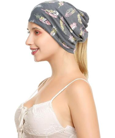 HONENNA Printed Turban Headband Chemo Cap - Gray+Spot Sleep Beanie - Buy Online on GoSupps.com