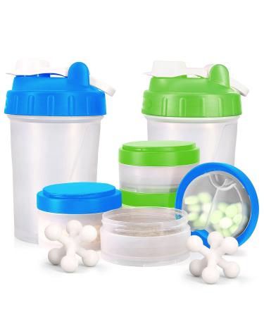 16 OZ Protein Shaker Bottle with Mixer Ball and 2 Interlocking Storage Jars for Pills Snacks Coffee Tea. 100% BPA Free Non Toxic and Leak Proof Sports Bottle (red 24 oz without jar & bottle)