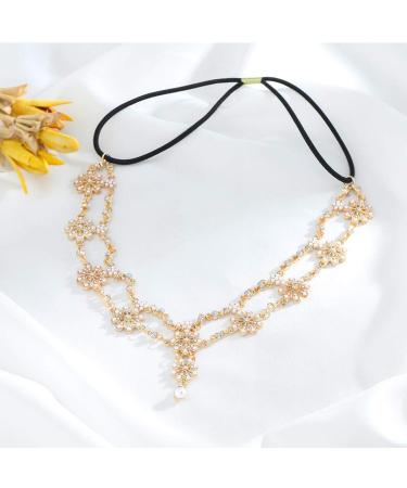 Yalice Indian Flower Head Chain Jewelry - Gold Crystal Headband for Women and Girls - Buy Online on GoSupps.com