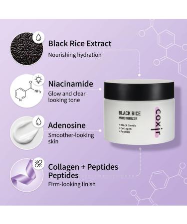 coxir Black Rice Moisturizer Face Cream Hydrating Korean Moisturizer with Niacinamide Collagen & Peptide Complex Radiance Barrier Support Lightweight Non-Greasy(1.69 fl oz) - Buy Online on GoSupps.com