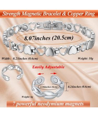 Cigmag Magnetic Bracelet for Women | Titanium Steel Ultra Strength Magnet | Adjustable Tool & Gift Box | Silver Love Bracelet & Fishtail Ring - Buy Online on GoSupps.com