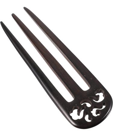 Lurrose 3- Prong Hair Fork Vintage Style Hair Stick Handmade Carved 3- Prong Wooden Hairpin Chinese Decorative Accessory for Women - Buy Online on GoSupps.com