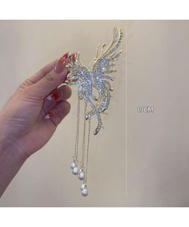 Large Butterfly Hair Claw Clip Set with Pearl Flower & Tassel - Non-Slip Hair Clamps for Styling (2pcs) - Buy Online on GoSupps.com