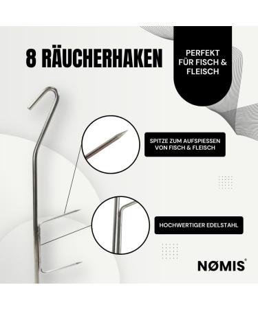 Premium Stainless Steel Smeck Hook Set - 21cm Meat & Fish Smoking Hooks for Trout Salmon Eel - Ideal Smoked Chips Accessories (8 Pack) - Buy Online on GoSupps.com