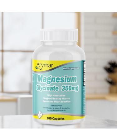 Arymar Magnesium Glycinate 350mg 100 Capsules (2 Pack) - Buy Online on GoSupps.com