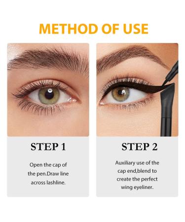 Kaely White Black Liquid Wing Eyeliner Stamp Set - Waterproof Eye Pencil Makeup with Colored Liner Stamps - 2Pcs Pack - Buy Online on GoSupps.com